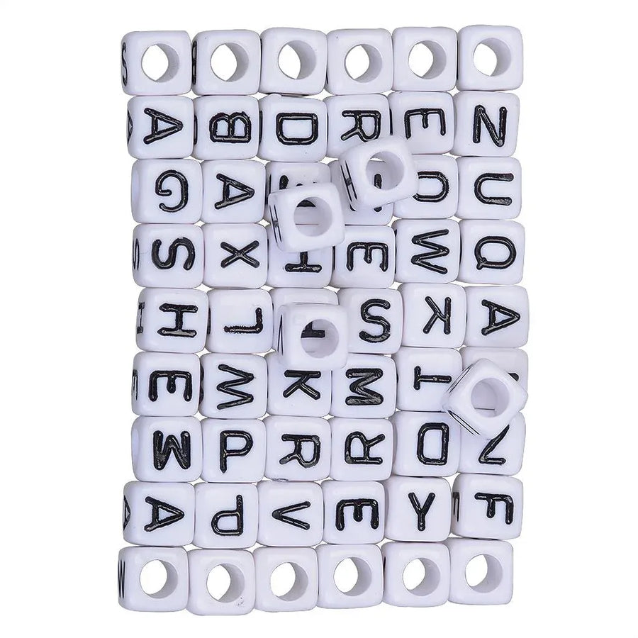 200 Pieces Mixed Square Acrylic Alphabet Beads, Large Hole Letter Charms for Bracelets Necklaces and Jewelry Making, 6 mm