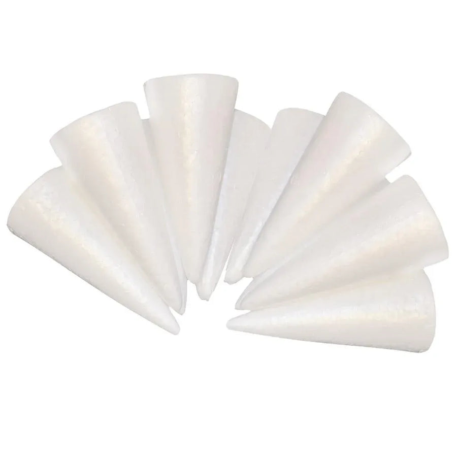 30 Pack Polystyrene Craft Foam Cones, Smooth Foam for Sculpture Modeling Crafts and Floral Arrangement, 70 to 150 mm