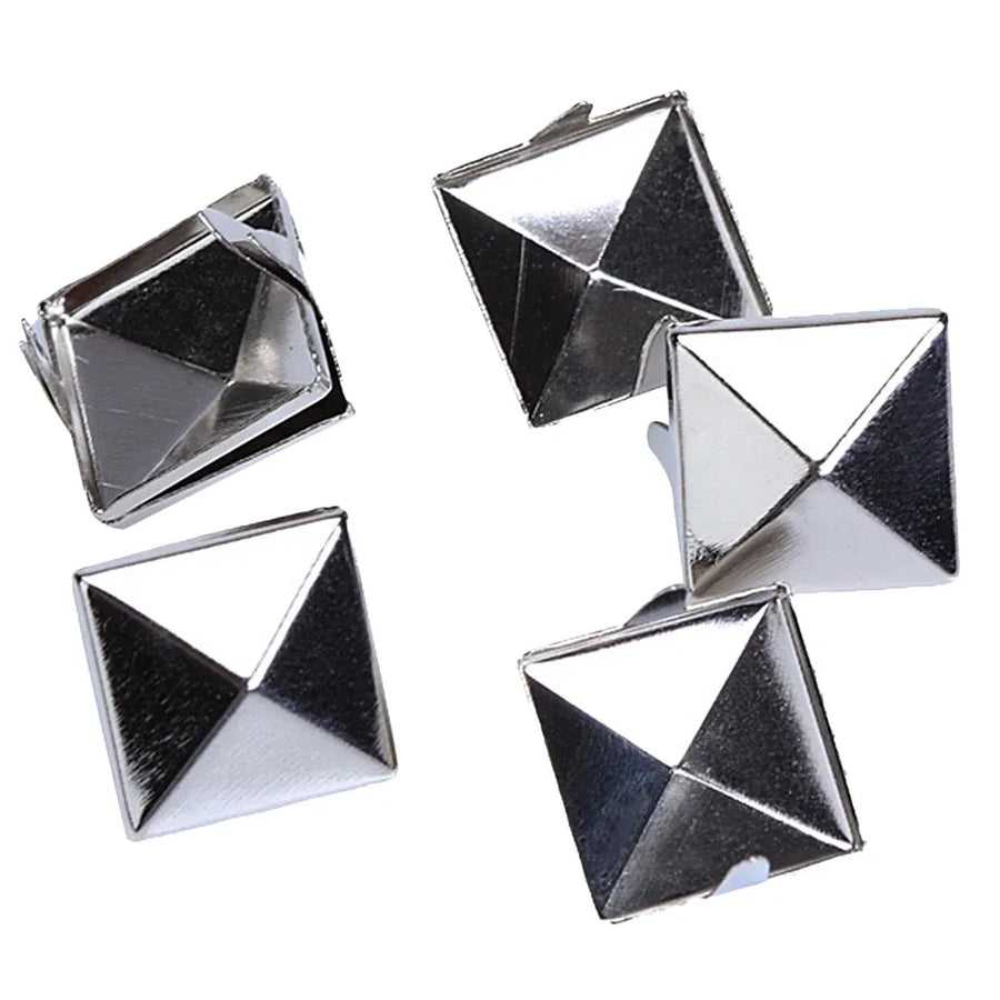 100 Pcs Pyramid Studs Spots Spikes Rivets for Punk Leathercraft DIY Biker Projects, 12 mm