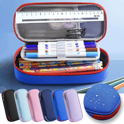 Large Capacity Pencil Case With Zipper, Durable Fabric Pen Organizer for Office and College Supplies
