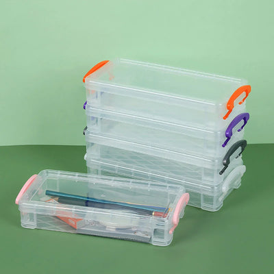 Large Capacity Clear Plastic Pencil Case With Snap Tight Lid, Crayon and Marker Storage Box