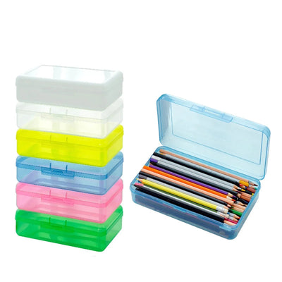 Large Capacity Clear Plastic Pencil Case With Snap Tight Lid, Crayon and Marker Storage Box