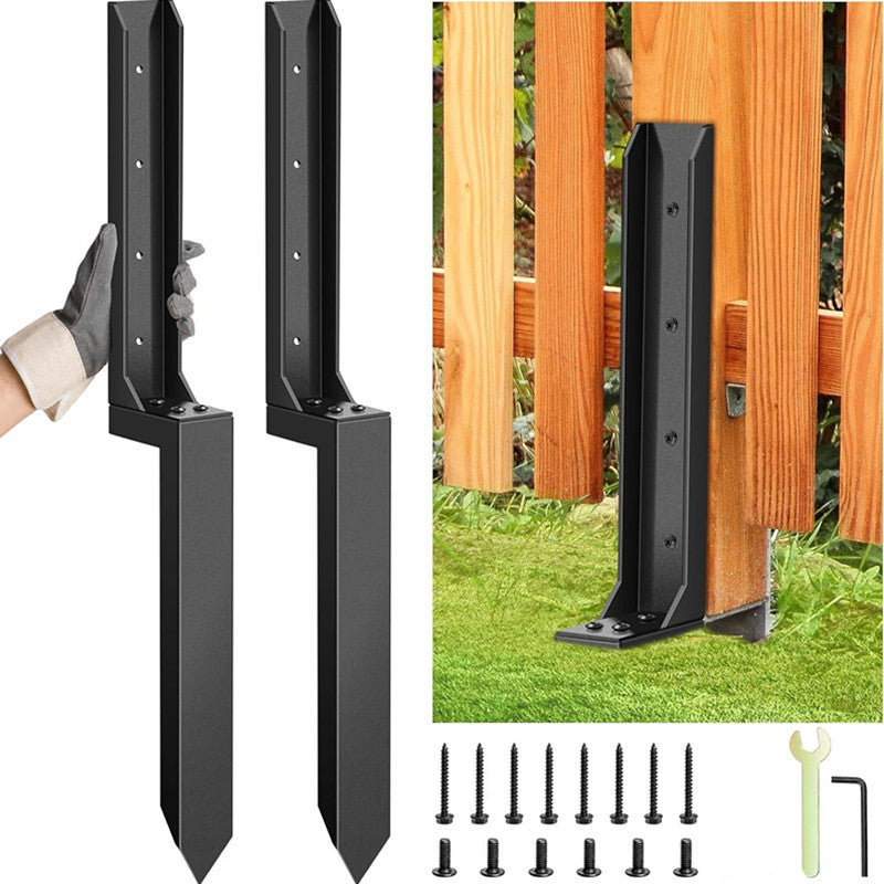2 Piece Fence Post Repair Kit, Steel Brackets for Broken or Rotted Wooden Posts for Garden Yard Patio Fences