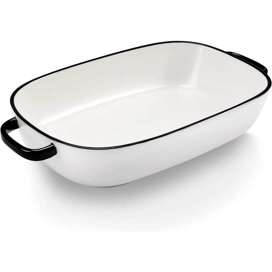 White Ceramic Rectangular Baking Dish, Oven Microwave Refrigerator Disinfection Cabinet and Dishwasher Safe Casserole Pan, 6 Quart, 16 x 11 in
