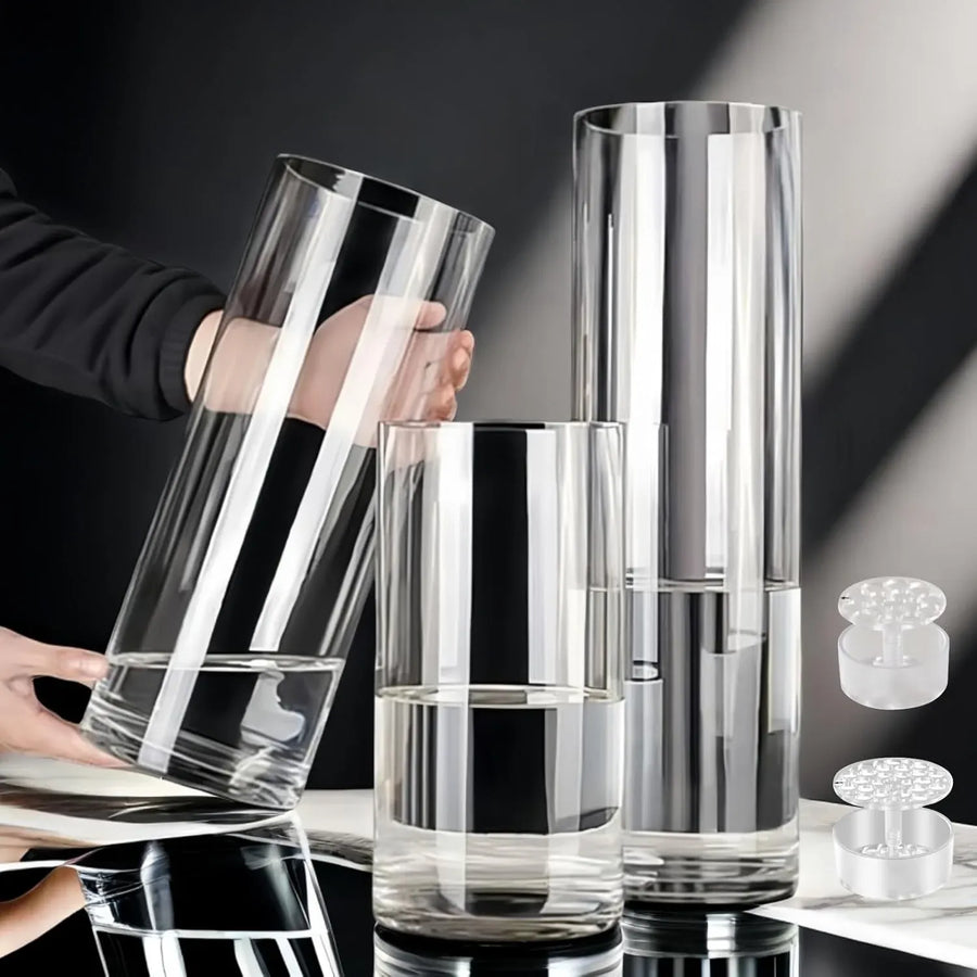 Acrylic Cylinder Vase, Tall Unbreakable Plastic Hurricane Vase for Wedding Bouquet Centerpieces