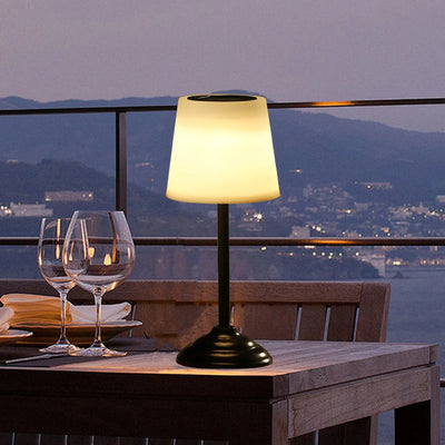Waterproof Solar Table Lamp, Rechargeable Wireless Outdoor Light for Desk Patio Garden Yard and Room Decor