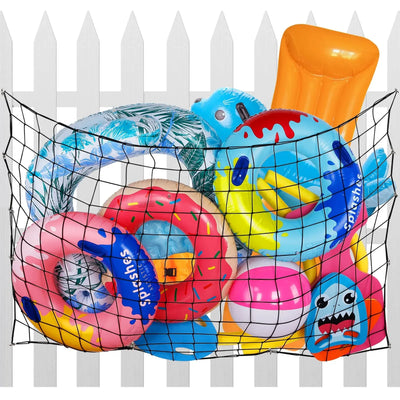 1 Pack Extra Large Pool Toy Float Storage Net, Heavy Duty Elastic Mesh Organizer for Poolside Fence Toys and Rafts, 71 x 47 in