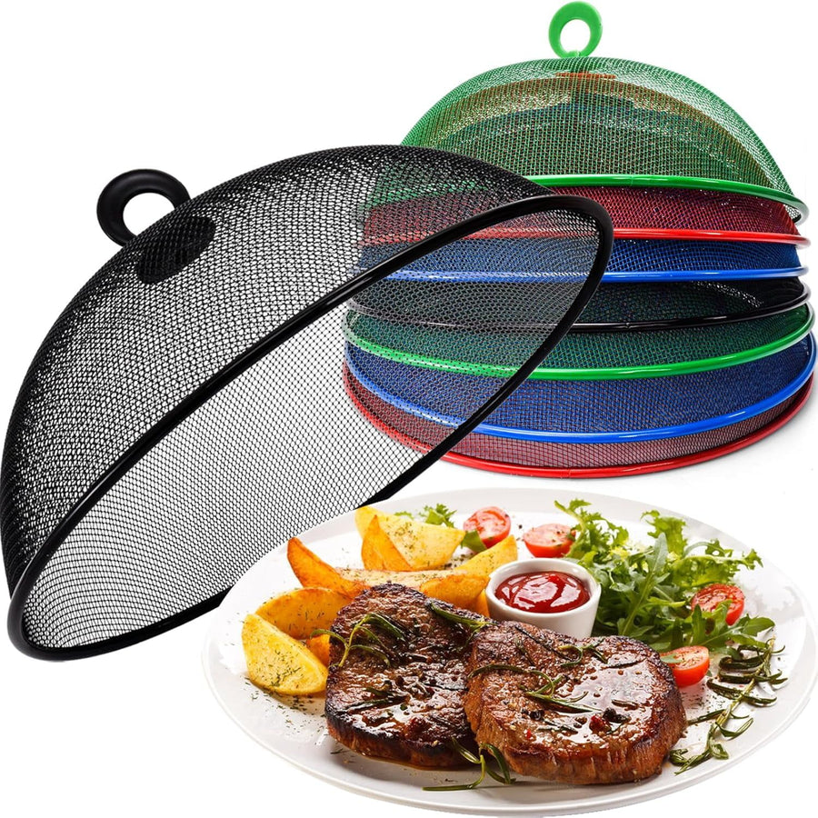 8 Pack Mesh Metal Food Covers, Round Outdoor Picnic Food Tents for Dinner Plates BBQ Camping Party, 10.7 in