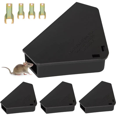 5 Pack Mouse Bait Stations With Keys, Refillable Indoor Outdoor Mice and Small Rat Poison Boxes for Kitchen Garage