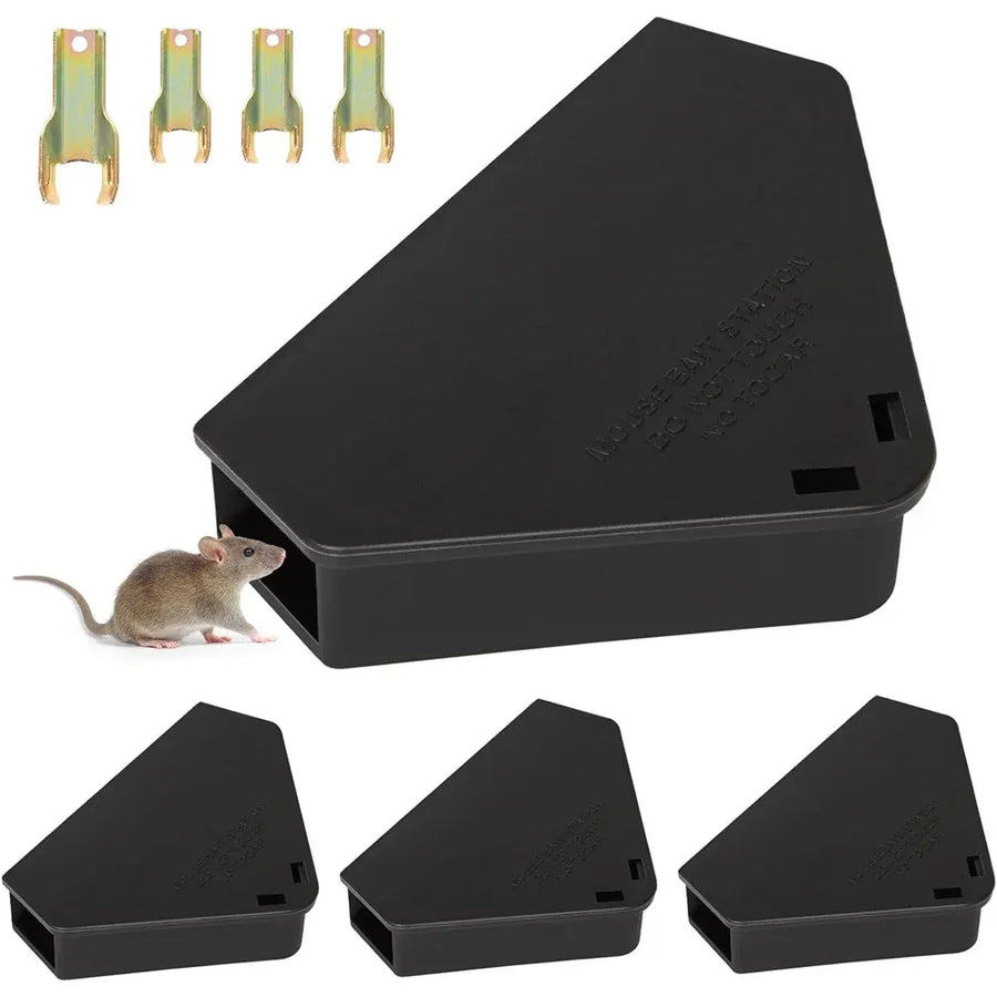 5 Pack Mouse Bait Stations With Keys, Refillable Indoor Outdoor Mice and Small Rat Poison Boxes for Kitchen Garage