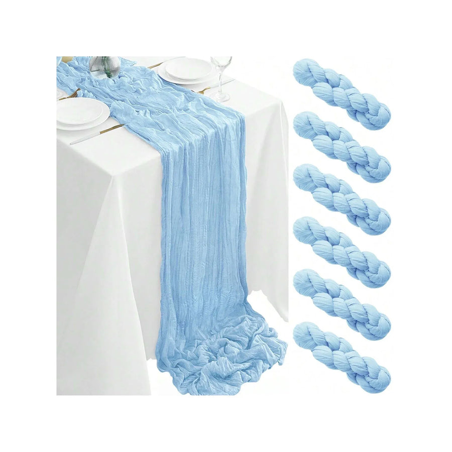 6 or 12 Pack Light Blue Cheesecloth Table Runners, Boho Gauze Runner for Spring Easter Decor, 17 x 108 in, 9 ft