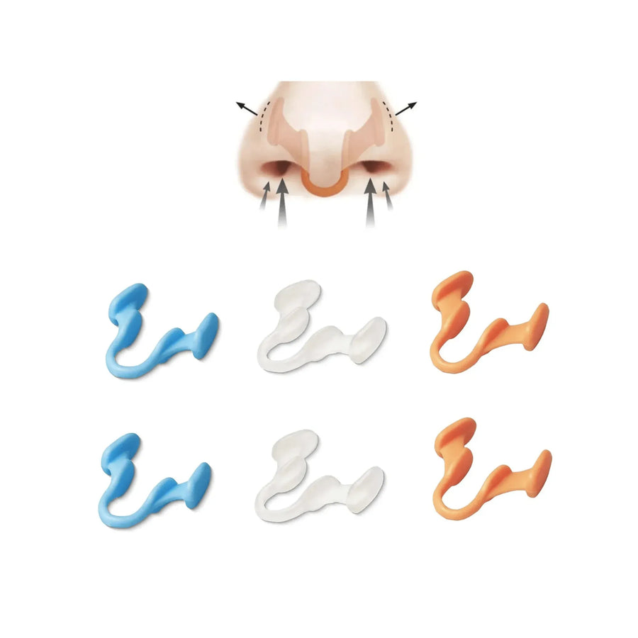6 Pack Silicone Nose Clips, Nose Dilator Breathing Assist Devices for Daily and Nighttime Snoring Reduction