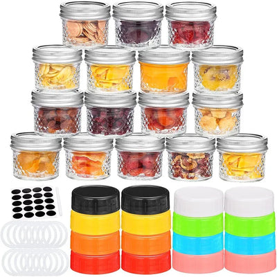 16 Pack Glass Mason Jars With Regular Lids, Canning Jelly Jars for Baby Food Honey Jam Candles and Spices, 4 oz
