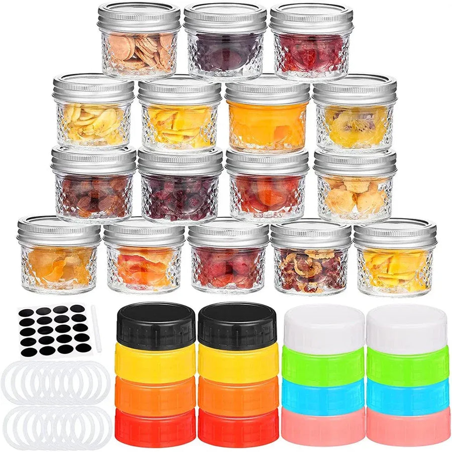 16 Pack Glass Mason Jars With Regular Lids, Canning Jelly Jars for Baby Food Honey Jam Candles and Spices, 4 oz