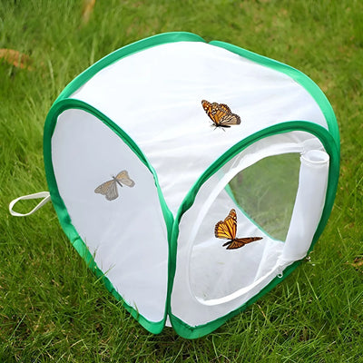 1 Pc Green Butterfly Kit With Live Caterpillars, Portable Foldable Insect Habitat Cage and Butterfly House