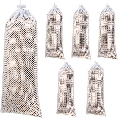 6 Pieces White Finch Sock Feeders, Thistle Seed Hanging Bird Feeder Bags for Outdoor Garden Yard Wild Birds, 4.7 x 11 in