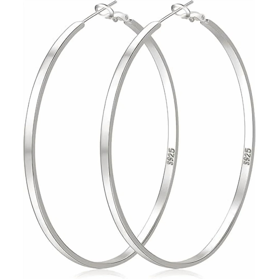 316 Sterling Silver Hoop Earrings for Women, Lightweight Hypoallergenic Large Earrings, 30/40/50 mm