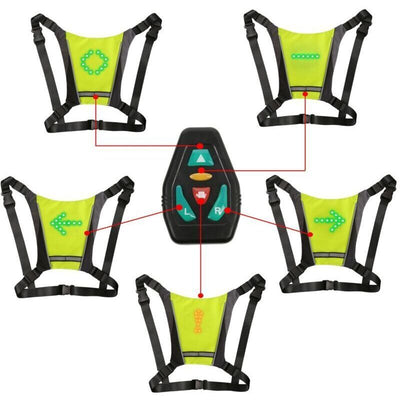 LED Turn Signal Vest, LED Reflective Vest with Direction Indicator, Remote Control, Turn Signals, USB Rechargeable, Easy Installation for Bicycle