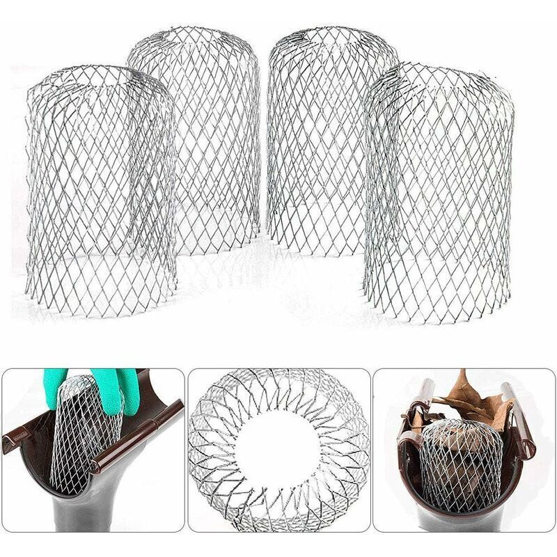 4 Flexible Aluminum Gutter Filters, Mesh Leaf Stop, Gutter Strainer, Leaf Guard, Gutter Cover to Protect Gutters from Leaves, 8 cm Diameter