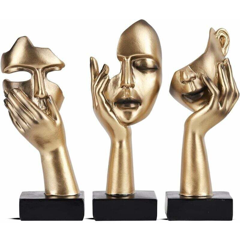 3 Pcs Thinker Statues, Gold and Black Abstract Art Sculpture, Office Decoration, Christmas Gift, New Year Gift, 3 Gold Pieces