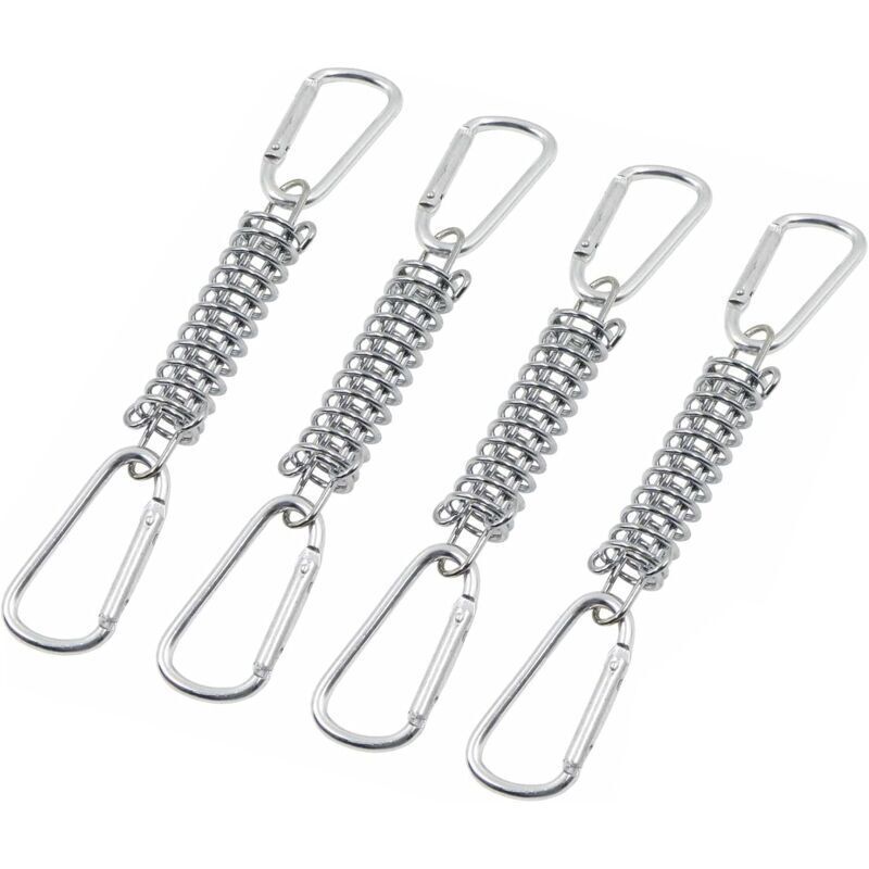 4 Pcs Spring Loop Tension Blind Fixing, Shade Sail Fixings Accessories in Stainless Steel with 4 Helical Springs and 8 Carabiners for Tents, Awnings