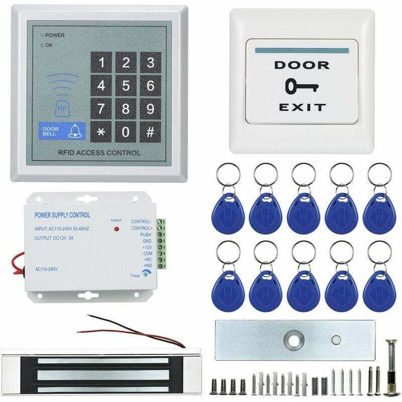 RFID Access Control System Kit, Glass Door Opener, Electronic Magnetic Lock, ID Card, Power Supply
