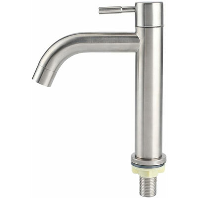 Single G1 2 Brushed Stainless Steel Cold Water Tap with Large Single-Hole Basin