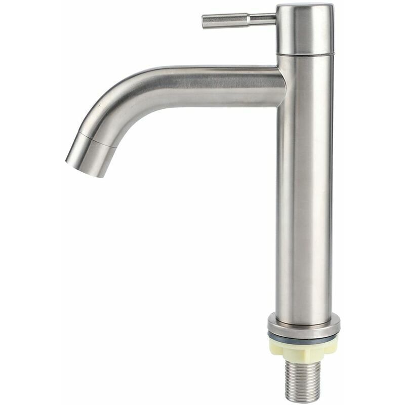 Single G1 2 Brushed Stainless Steel Cold Water Tap with Large Single-Hole Basin