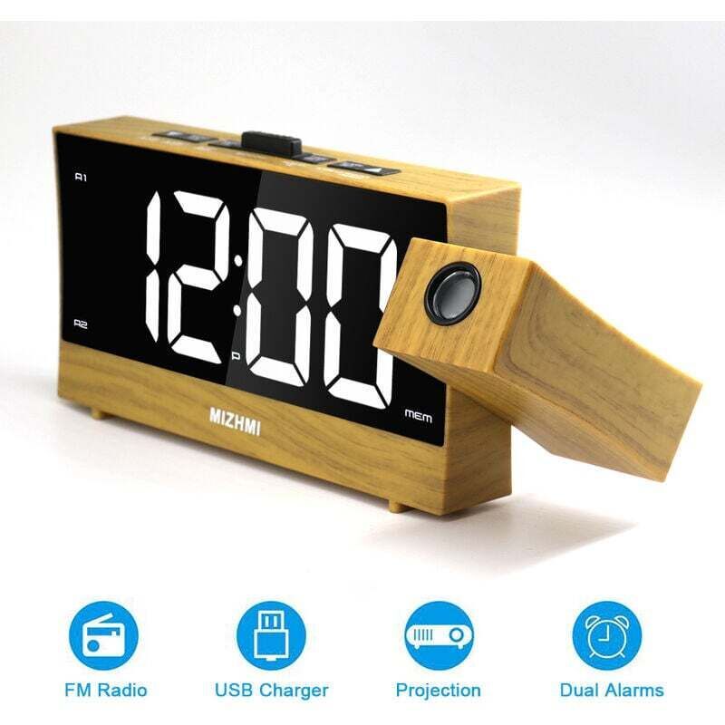 Projection Alarm Clock for Bedrooms with Indoor and Outdoor Temperature Display Dual Alarm Multicolor Backlit Projection Clock