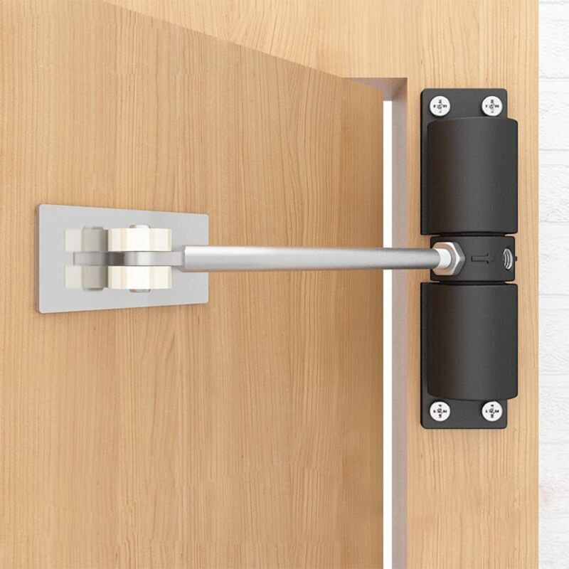 Automatic Door Closer, Spring-Loaded Door Closer, Adjustable Zinc Alloy Automatic Closing for Living Room or Shop, Controls up to 40KG
