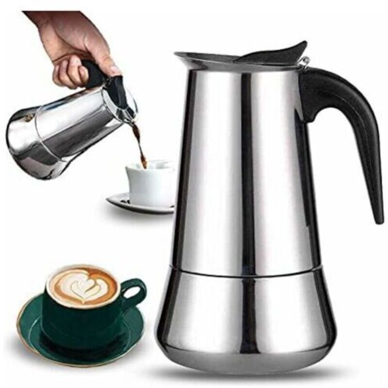 Italian Coffee Maker, 2 Cup Stainless Steel Compatible with All Stovetops, 100 ml