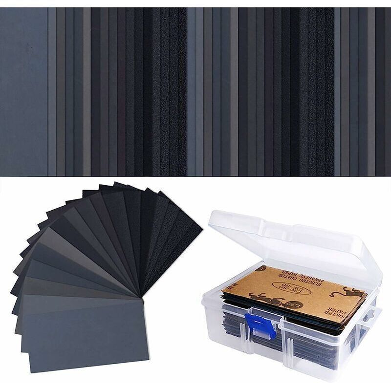 102 Pcs Wet Dry Sandpaper 60 to 3000 Grit Sandpaper for Automotive, Wood Furniture Finishing, 3 x 5.5 Inch