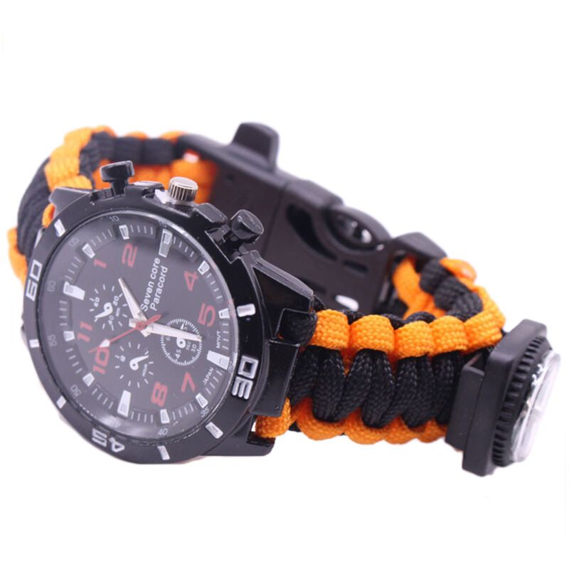 Outdoor Camping Survival Watch Multifunctional Bracelet Compass Rope Whistle Paracord Bracelet Tool Kit