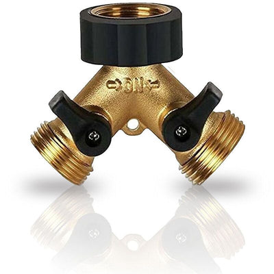 Double Washing Machine Faucet, Heavy Duty Brass 2 Way Y Garden Hose Tap Splitter for 3 4 Inlet Hoses, Outdoor Faucet