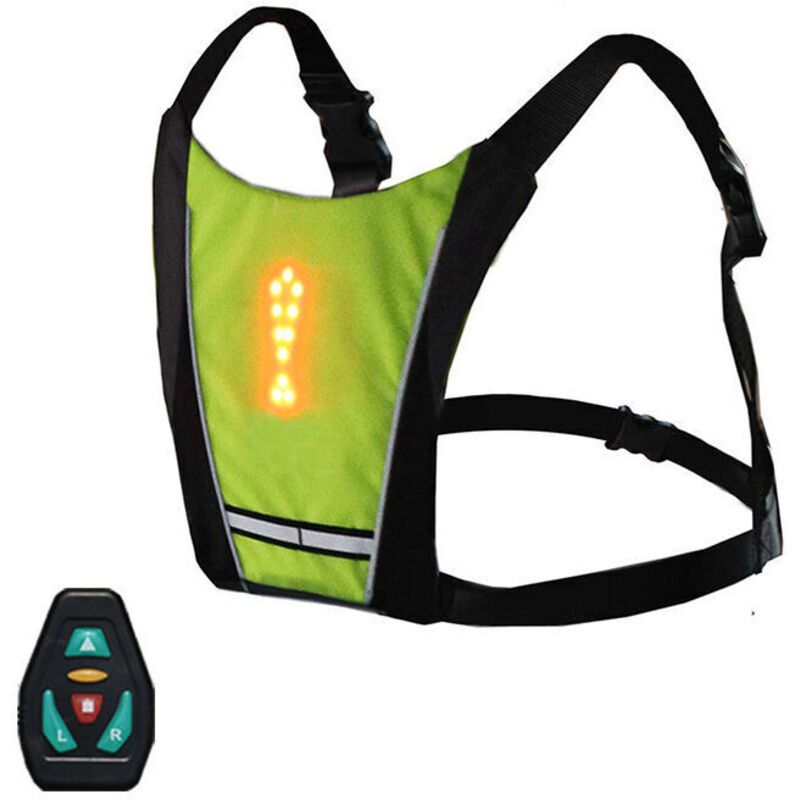 Cycling Vest USB Rechargeable Reflective Backpack with LED Turn Signal Light Remote Control Outdoor Sport Safety Gear Bag for Cycling Running Walking