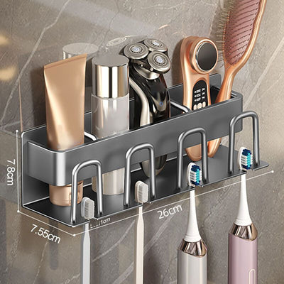 Electric Toothbrush Holder No Drilling Wall Mounted Space Saving Electric Toothbrush Holder Bathroom Accessories Grey 4 Cups
