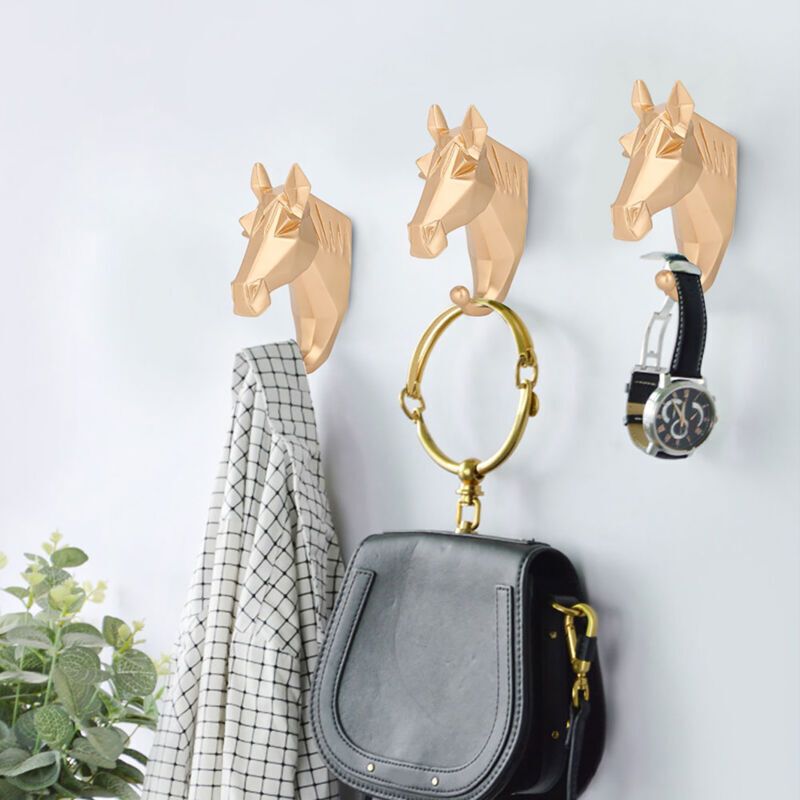 Resin Animal Style Discreet Bathroom Wall Mounted Towel Rack Hat Key Horse Hanger