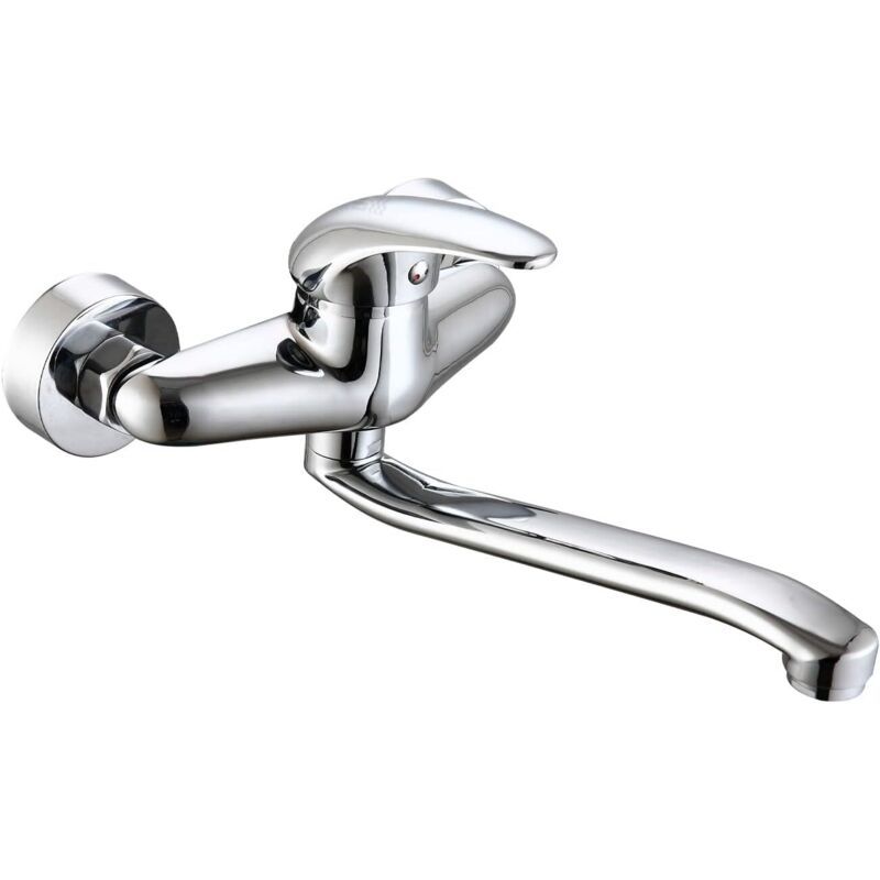 Kitchen Mixer Tap, Wall Mounted, Low Spout, Silver