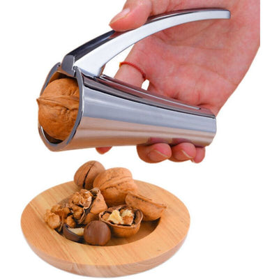 Nutcracker, Fits All Nuts, Minimal Effort to Crack Hard Shells, No Flying Shells and No Pinched Fingers, Silver