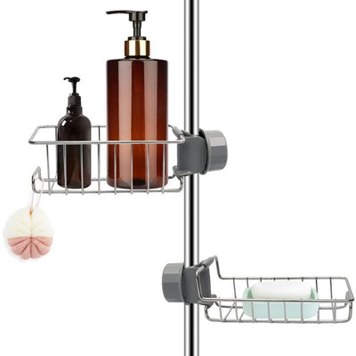 2 Pcs Shower Caddy No Drilling Stainless Steel, Stainless Steel Telescopic Bathroom Shelf, Shower Support Shelf, Shower Bar Soap Holder