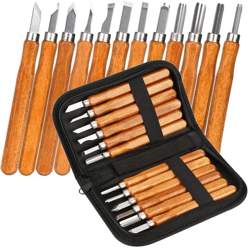 Wood Engraving Tool Kit, Wood Carving Tool, Professional DIY Handmade Wood Chisel Wood Carving Woodworking for Beginners, Engravers and Artists