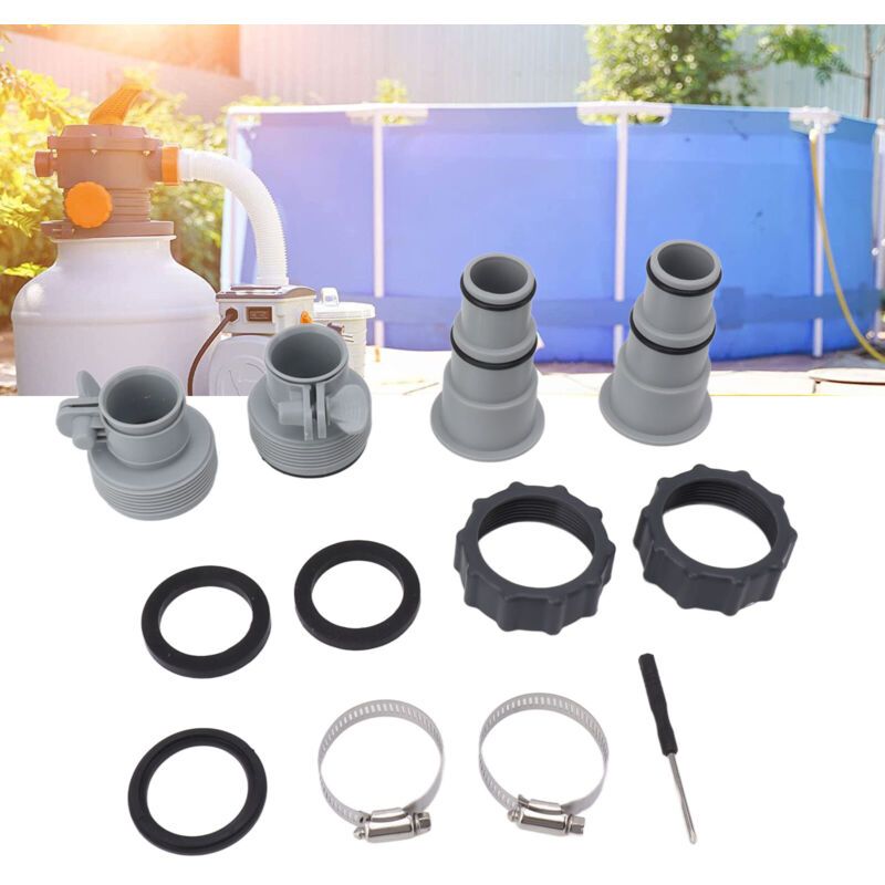 Swimming Pool Hose Adapter, Replacement Hose Adapter with Clamp for Threaded Connection Pumps