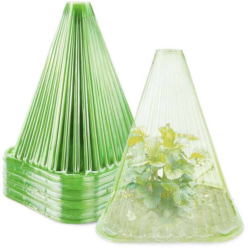 20 Pack Reusable Green Plastic Plant Covers, Garden Cloches with 40 Stakes for Flowers and Vegetables
