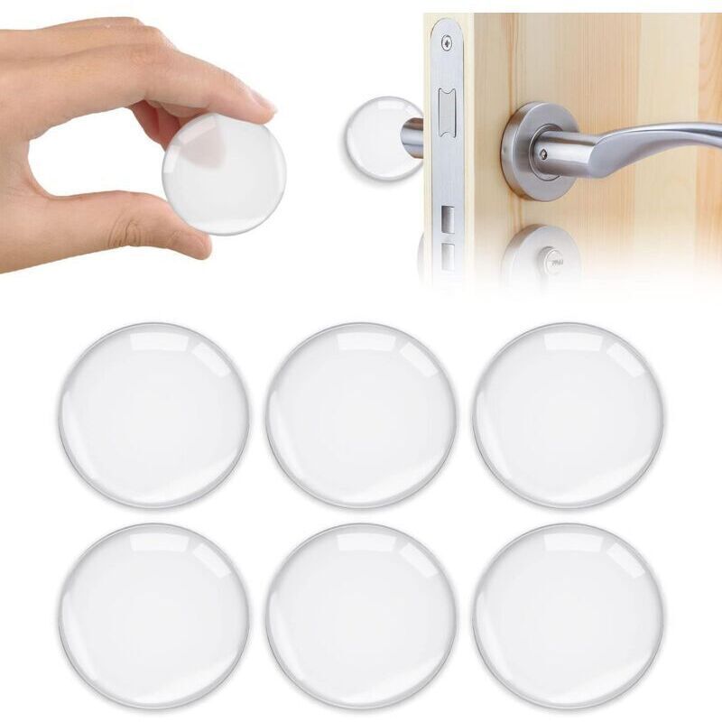 6 Pcs Wall Mounted Door Stopper, Self Adhesive Silicone Door Stopper, Strong Door Stop for Cabinet, Kitchen, Bathroom and Office Doors