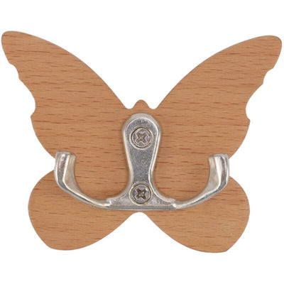 Wooden Butterfly Wall Hook, Wooden Wall Hanger for Coat, Clothes, Hat, Towel