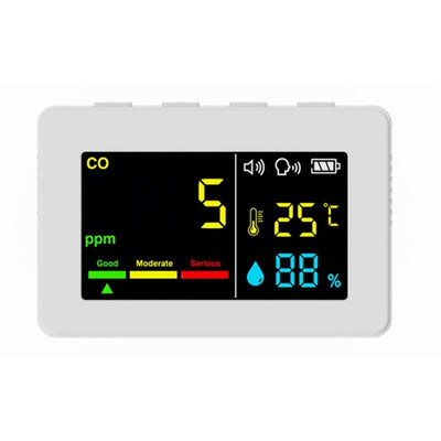 3-in-1 Portable Air Quality Meter, CO, Temperature and Humidity, Color Screen, Carbon Monoxide Detector with Voice Alarm and Battery Display