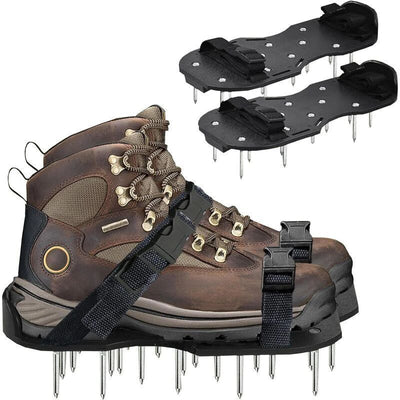 1 Pair Lawn Aerator, Lawn Scarifier Scarifier Spiked Shoes with Adjustable Straps, Universal Indoor and Outdoor, Black