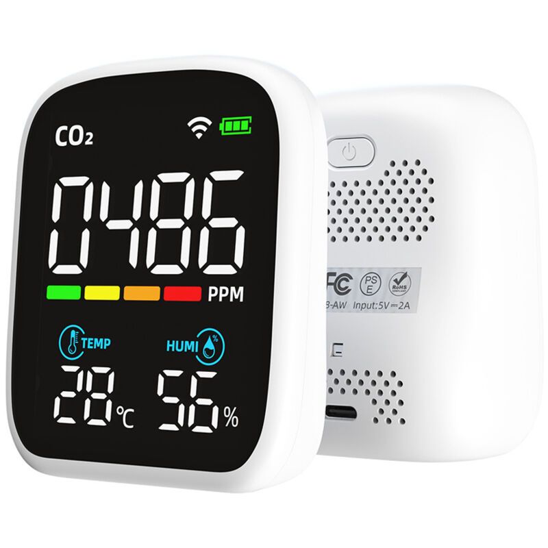 Portable CO2 Detector LED Display, Multi-Function Carbon Dioxide Tester, NDIR Temperature and Humidity Tester, Home Air Quality Tester