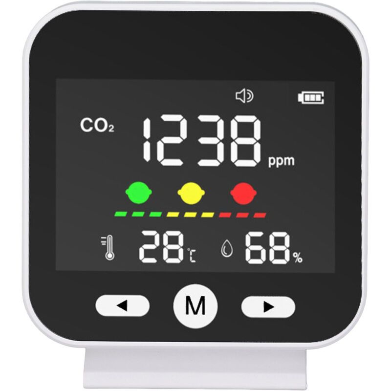 High Precision Air Quality Monitor CO2 400-5000 ppm, Desktop Temperature and Humidity Detector