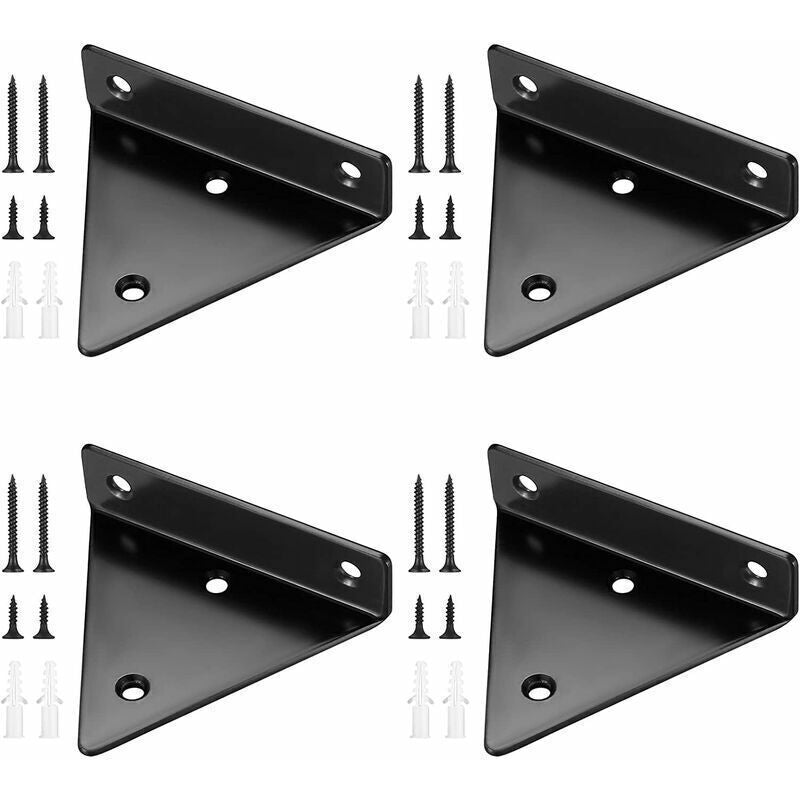 4 Pcs Floating Shelf Brackets, Invisible Triangle Wall Mounted Shelf Brackets, Metal Wall Shelf Brackets for Shelves